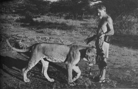 GeorgeAdamsonStandingWithElsa_OfferingABird