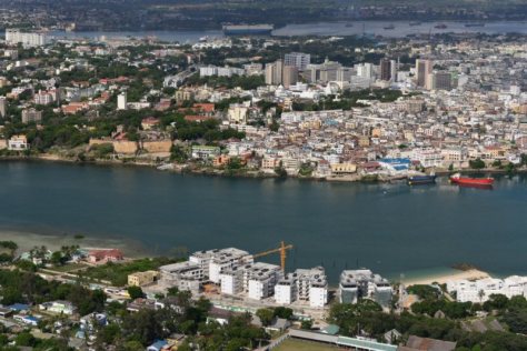 0313 EnglishPoint Marina in the foreground. Mombasa Island between Tudor Creek and Kilindini Channel